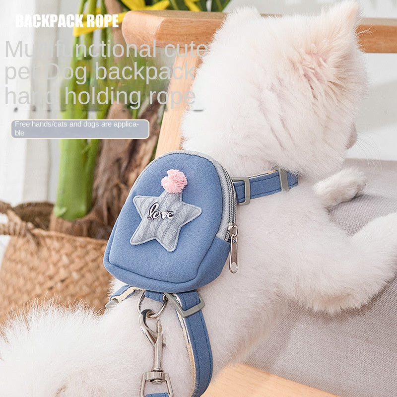 Multifunction Pet Harness Leash with Backpack